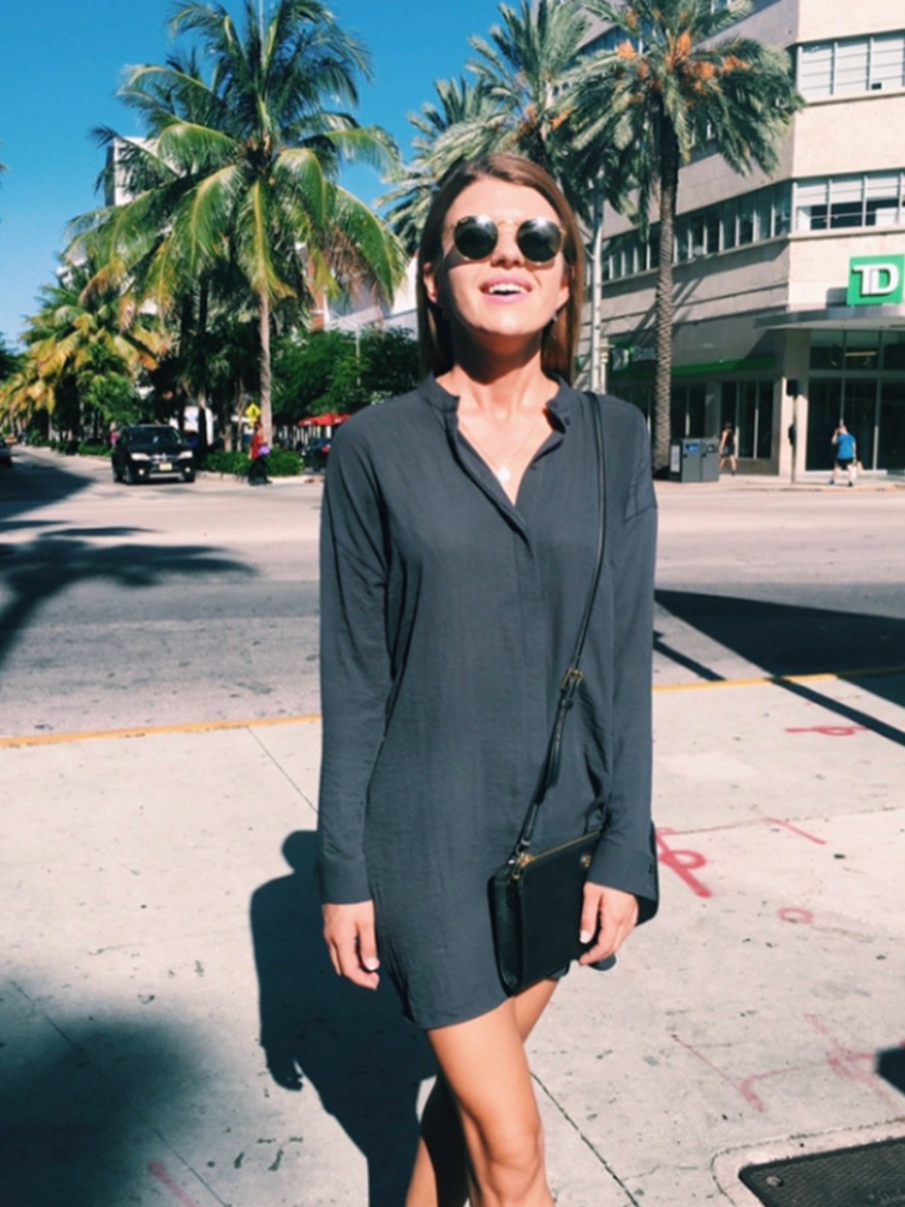 COS Charcoal Grey Long-Sleeve Shirt Dress